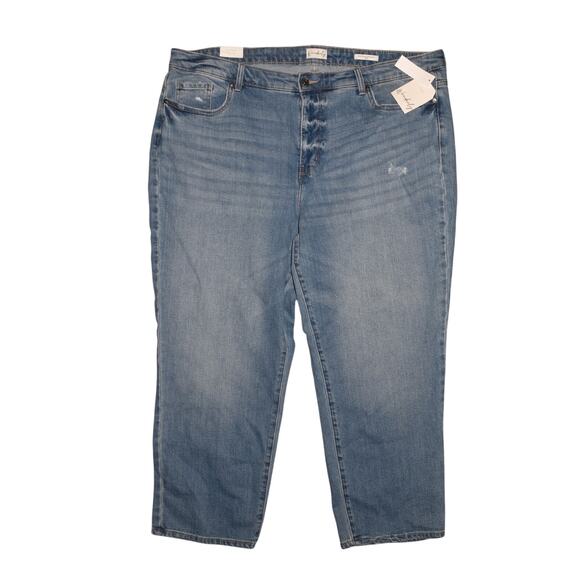 WONDERLY NEW $60 Plus Size Cropped Straight Distressed Stretch Denim Jean 24W‎ - Picture 1 of 4